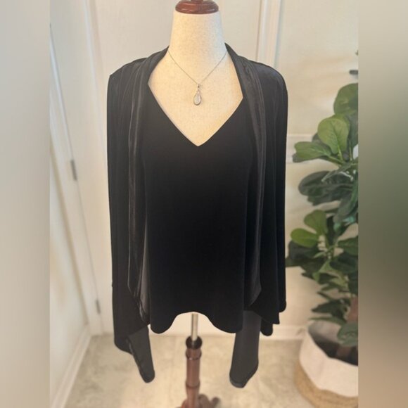 CALVIN KLEIN Black Velour Open Front Jacket in Women’s Plus Size 2X - Picture 10 of 10
